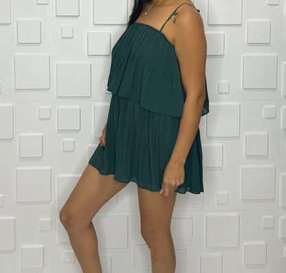 Strappy Short Pleated Romper