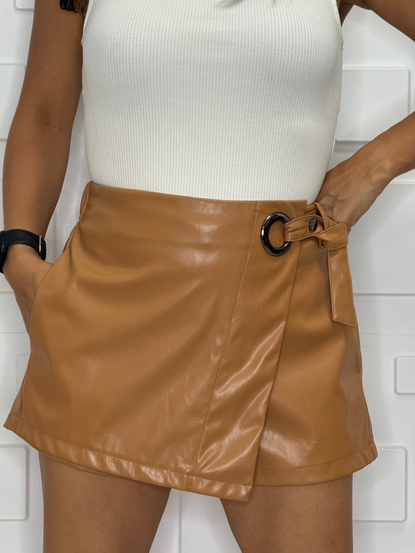 Leather skort