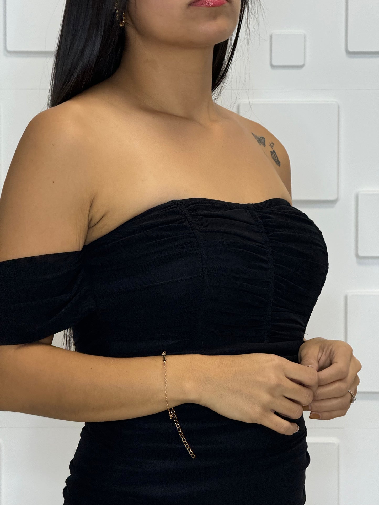 Ruched Off Shoulder Dress